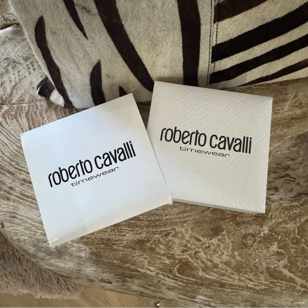 NEW Roberto Cavalli Gray Cleopatra Snake Enamel Silver Oval Dial Watch